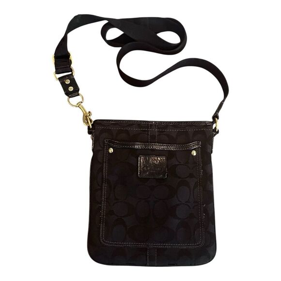 COACH‎ #40897 Signature Slim Swingpack Crossbody Black - Picture 1 of 11
